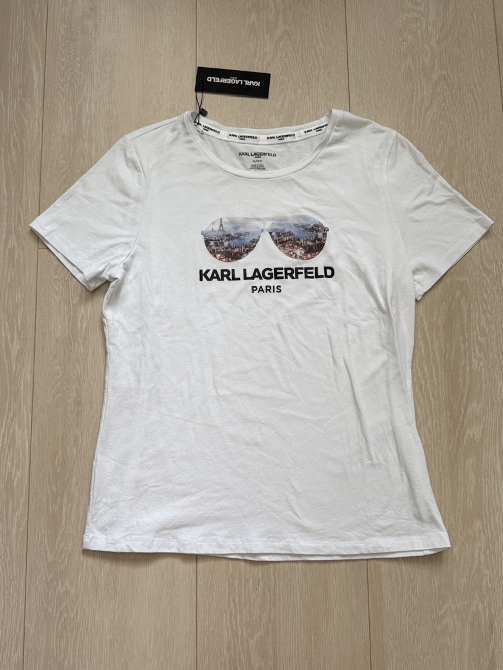 Karl Lagerfeld White Tee with Sunglasses Graphic
